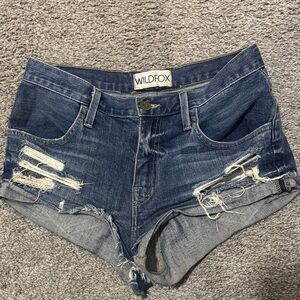 Wildfox Women's Ripped Jean Shorts - Blue